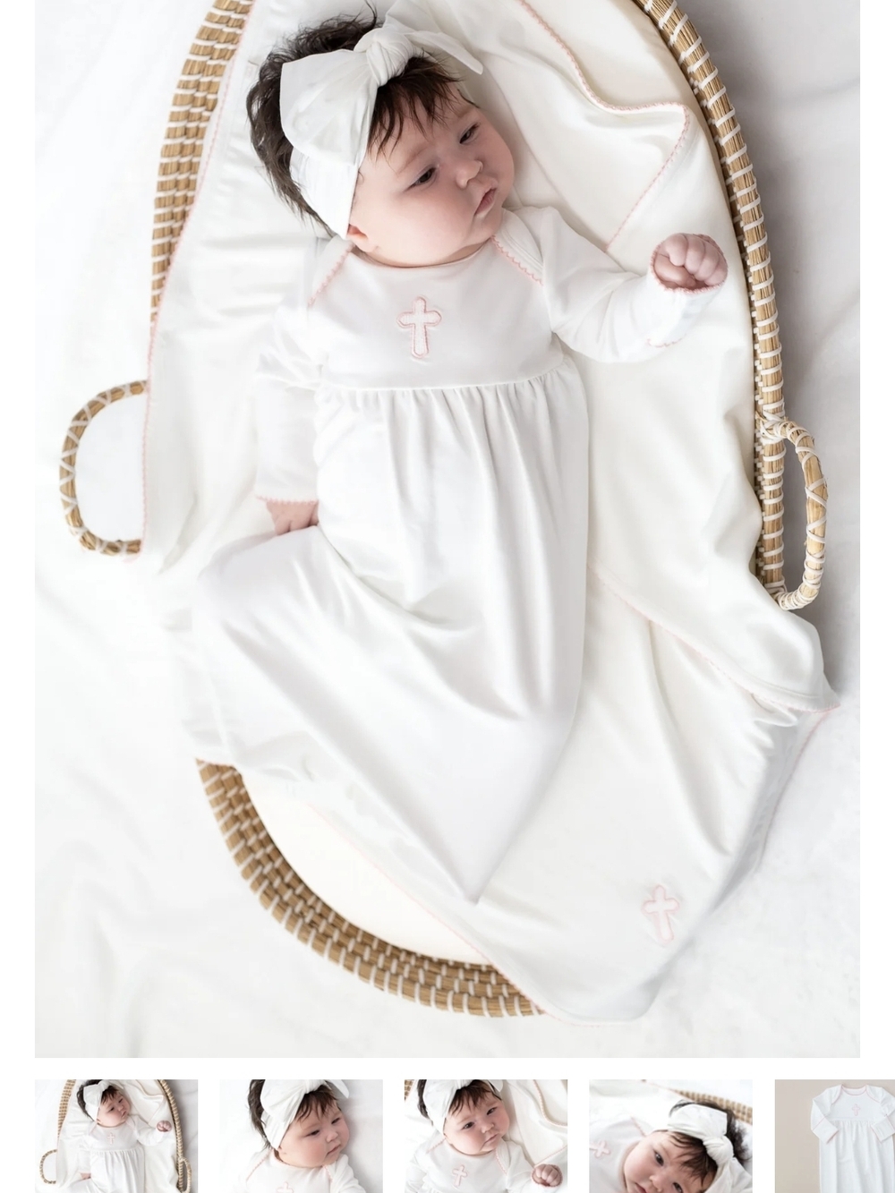New With Tags Pip Embroidered Pink Cross Bamboo Baptism Gown